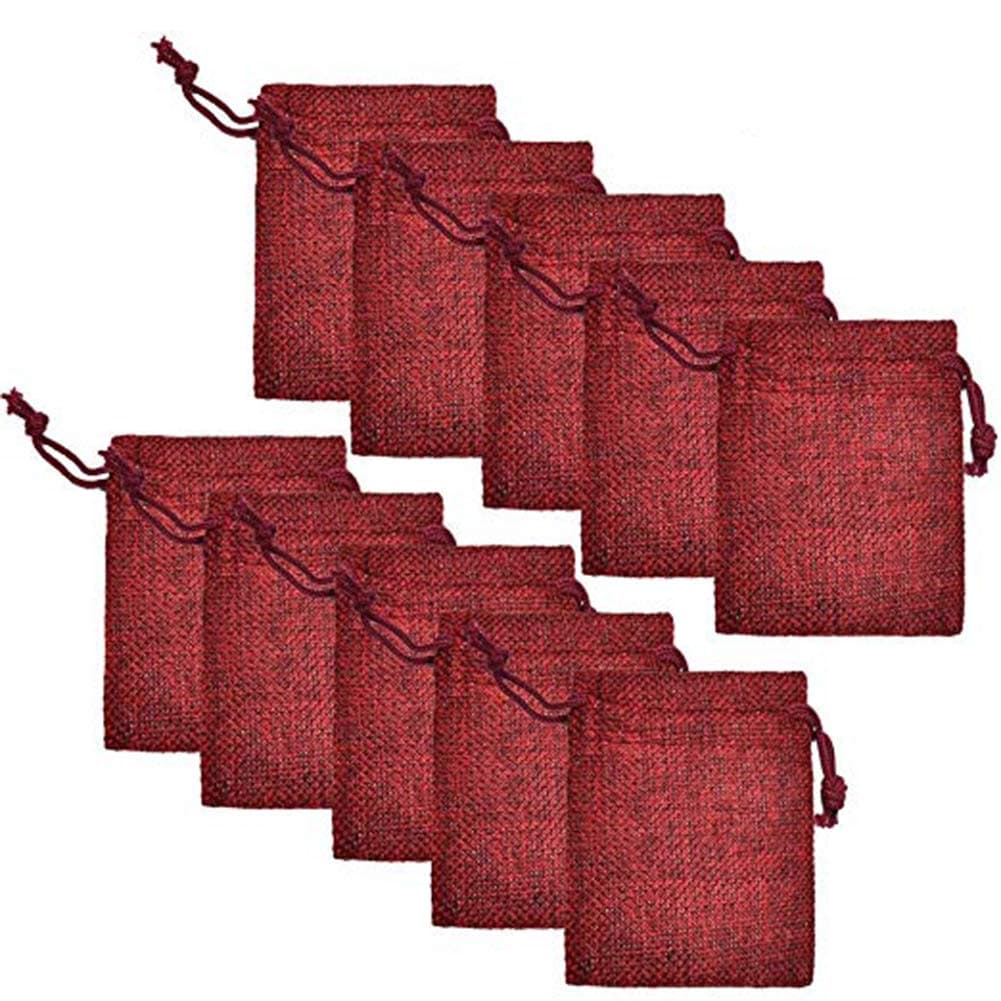 10Pcs Burlap Bags with Drawstring,Gift Bag Jute Hessian Packing Storage Linen Jewelry Pouches Sacks for Wedding Party Shower Birthday Christmas Jewelery DIY Craft,3.5x2.8 Inch by Jiabetterniu