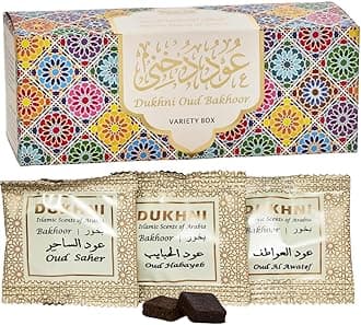 Oud Bakhoor Variety Box | 30 Pieces Bakhoor Refill Pack | Diwali Gift for Friends & Family | Arabic Bakhur Incense | Perfect for Home Scenting Prayer and Gifting | Luxurious, Long Lasting