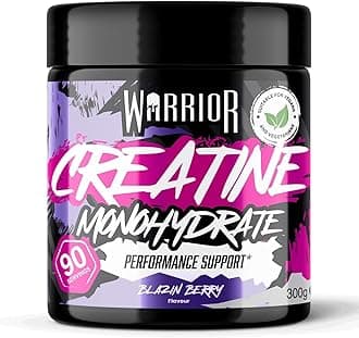Warrior Creatine Monohydrate Powder 300g (90 Servings) – Pure Micronised Creatine Powder Supplement for Men & Women, Pre & Post Workout Strength, Muscle Growth & Recovery, Vegan – Blazin Berry