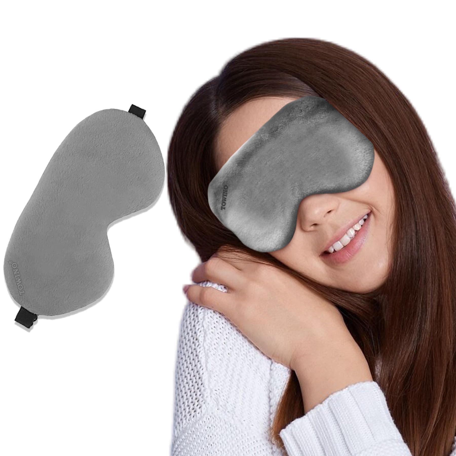 TOWINO® Eye Mask For Sleeping With Adjustable Strap Super Soft Sleeping Mask Blind Fold For Comfortable Sleep Travelling Fabric Sleep Mask Pad For Women And Men Blind Folds For Sleeping (Grey)