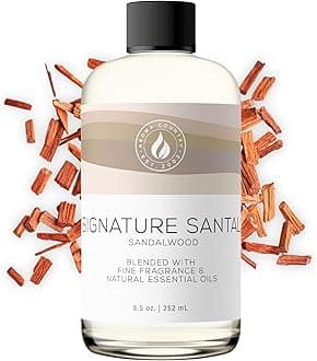 Signature Santal Diffuser Oil - Luxury Essential Oils for Diffuser Refill & Air Freshener Room Spray - Long-Lasting & Natural Home Fragrance, Sandalwood Scented Oil (8.5 Fl. oz)