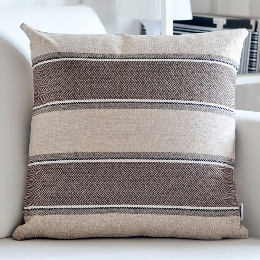 Hongyan Linen stripe big pillow cushion, sofa back office bed car cloth lumbar pillow (Color : #4, Size : 45X45cm)