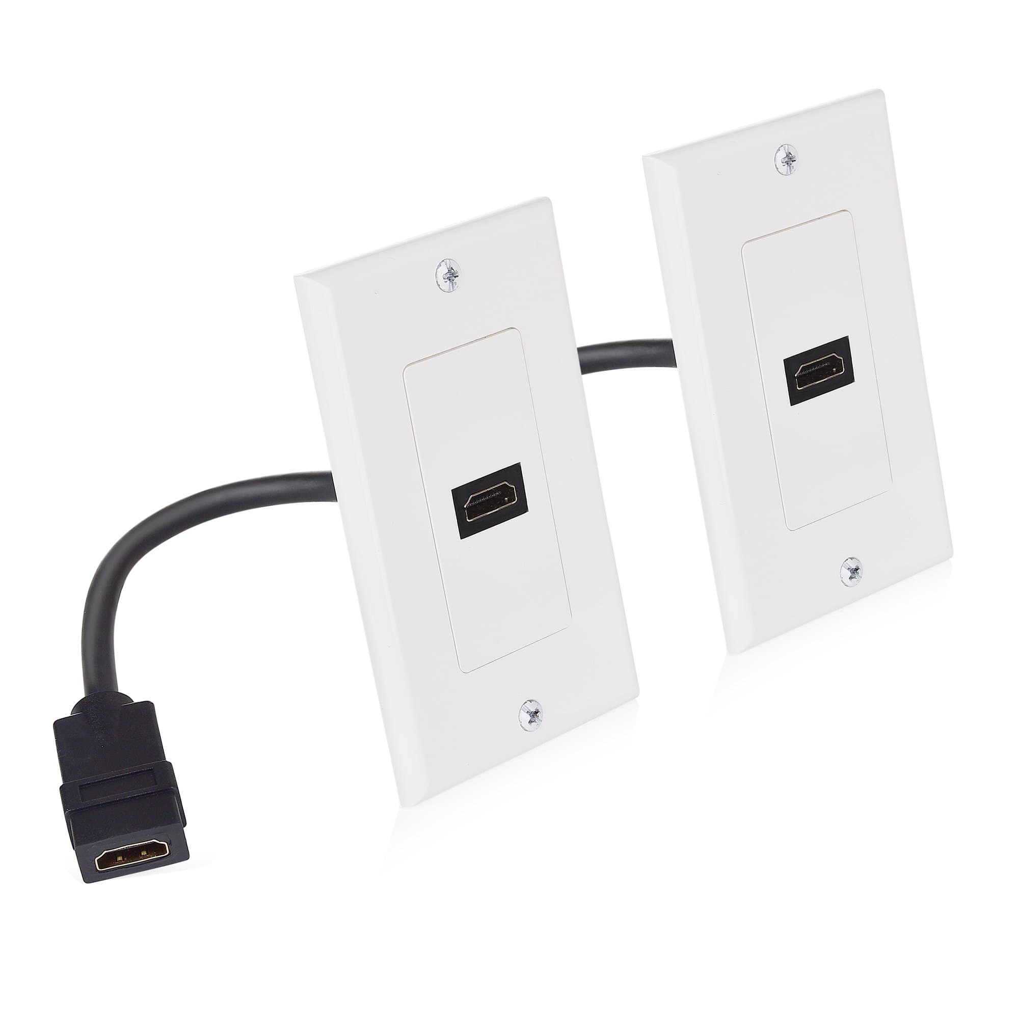 Cable Matters 2-Pack 1-Port HDMI Wall Plate in White (4K UHD, ARC, and Ethernet Pass-Thru Support)