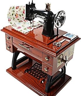 Vintage Mini Sewing Machine Style Plastic Music Box Table Desk Car Home Decoration Gift Toy for Kid Children