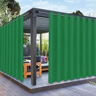 PureFit Outdoor Curtains for Patio Waterproof Weatherproof, UV and Fade Resistant Outside Curtains for Gazebo, Front Porch, Pergola, Sun Blocking Privacy Curtain, 120W x 95L inch, 1 Panel, Green