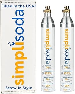 - 60L CO2 Canister Cylinders - Compatible w/Sodastream BLUE Screw-In Only, Ninja Thirsti, Philips, and More - Threaded Style Soda Streaming Machine CO2 Tanks Gas Refill, | 14.5 oz, Set of 2