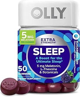 OLLY Extra Strength Sleep Gummy, 5 mg Melatonin, L-Theanine, Chamomile, Lemon Balm, Sleep Aid, BlackBerry - 50 Count