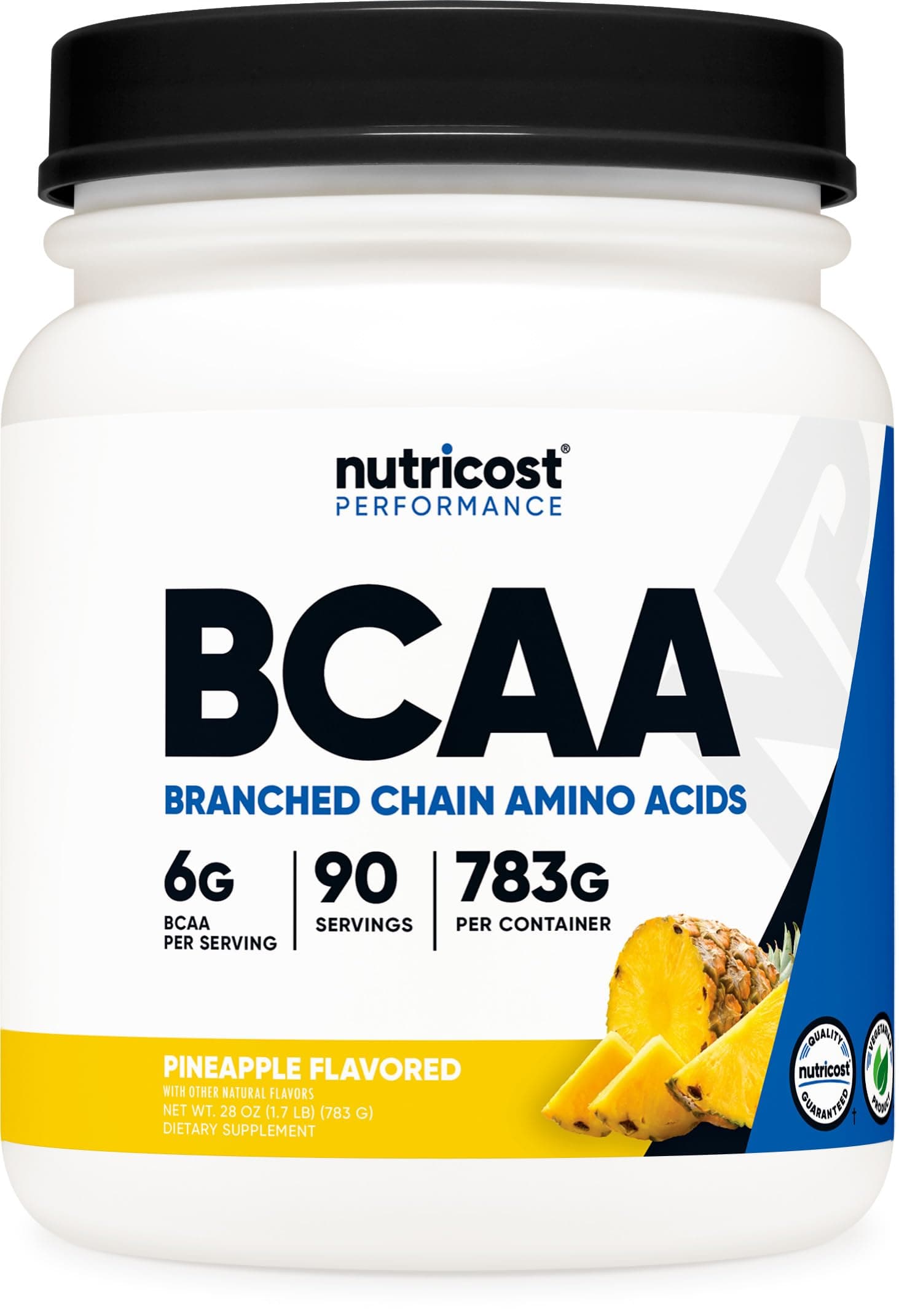 Nutricost BCAA Powder 90 Servings (Pineapple Flavor) 2:1:1, Non-GMO, Gluten Free
