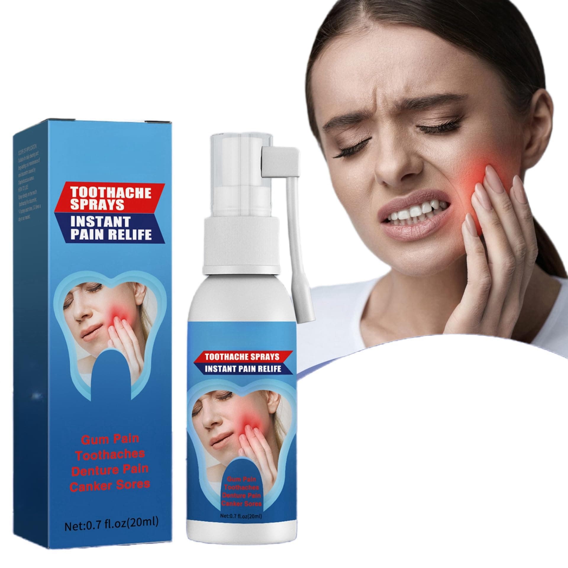Rapid Relief Toothache Spray 20ml Rapid Relief for Tooth Pain, Soothing Gum Inflammation, Tooth Sensitivity, Tooth Decay, Instant Soothing Action, Soothe Toothache Due to Cavities
