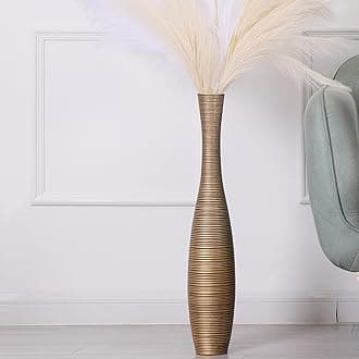 Decorative Tall Floor Vase for Living Room Decor, 26 inches, Gold, Resin