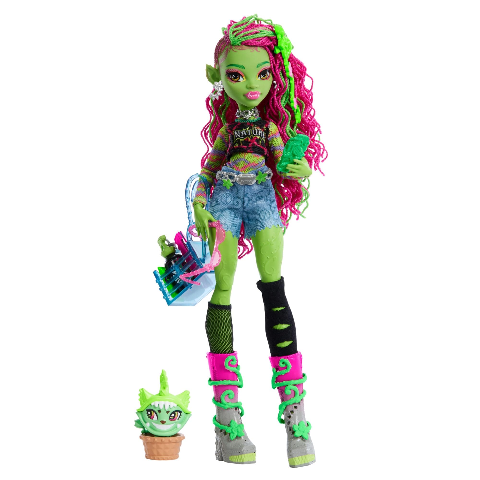 Venus McFlytrap Doll, Plant Monster with Pet Cat Chewlian & Accessories like Backpack, Notebook, Snacks & More, HRP81