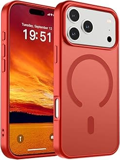 SUPFINE Magnetic for iPhone 17 Pro Case (Compatible with MagSafe)(Military Grade Drop Protection) Translucent Matte Shockproof with Anti-Fingerprint Phone Cover 2025,Red