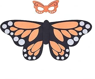 Proumhang Kids Bird Wings Costume For Age 3~8 Years,Bird Owl And Peacock Masque Owl Dress Up,Boys Girls Felt Eye Masque And Wings Set,Halloween Colorful Fancy Dress