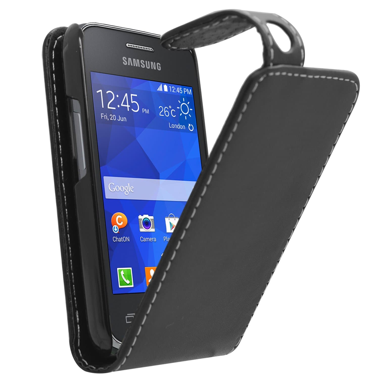 Samrick Specially Designed Leather Flip Case for Samsung Galaxy Young 2 - Black