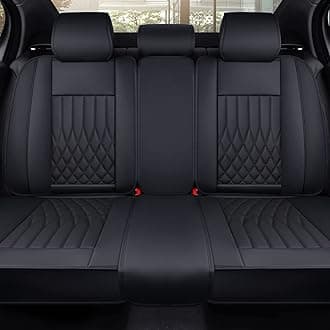 Aierxuan Rear Car Seat Covers Universal Fit for Honda Civic Accord CRV, Toyota Camry Prius Rav4 Corolla, Kia, Lexus, Nissan, Mazda, Jeep Cherokee and Most Cars, with Waterproof Leather (Black)