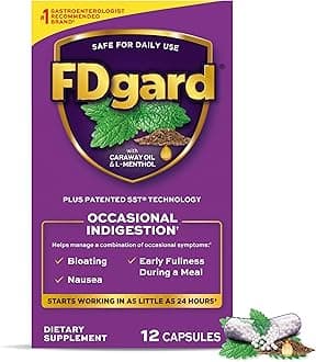 FDgard Gut Health Supplement, Indigestion, Nausea & Bloating, Upset Stomach, 12 Capsules (Packaging May Vary)