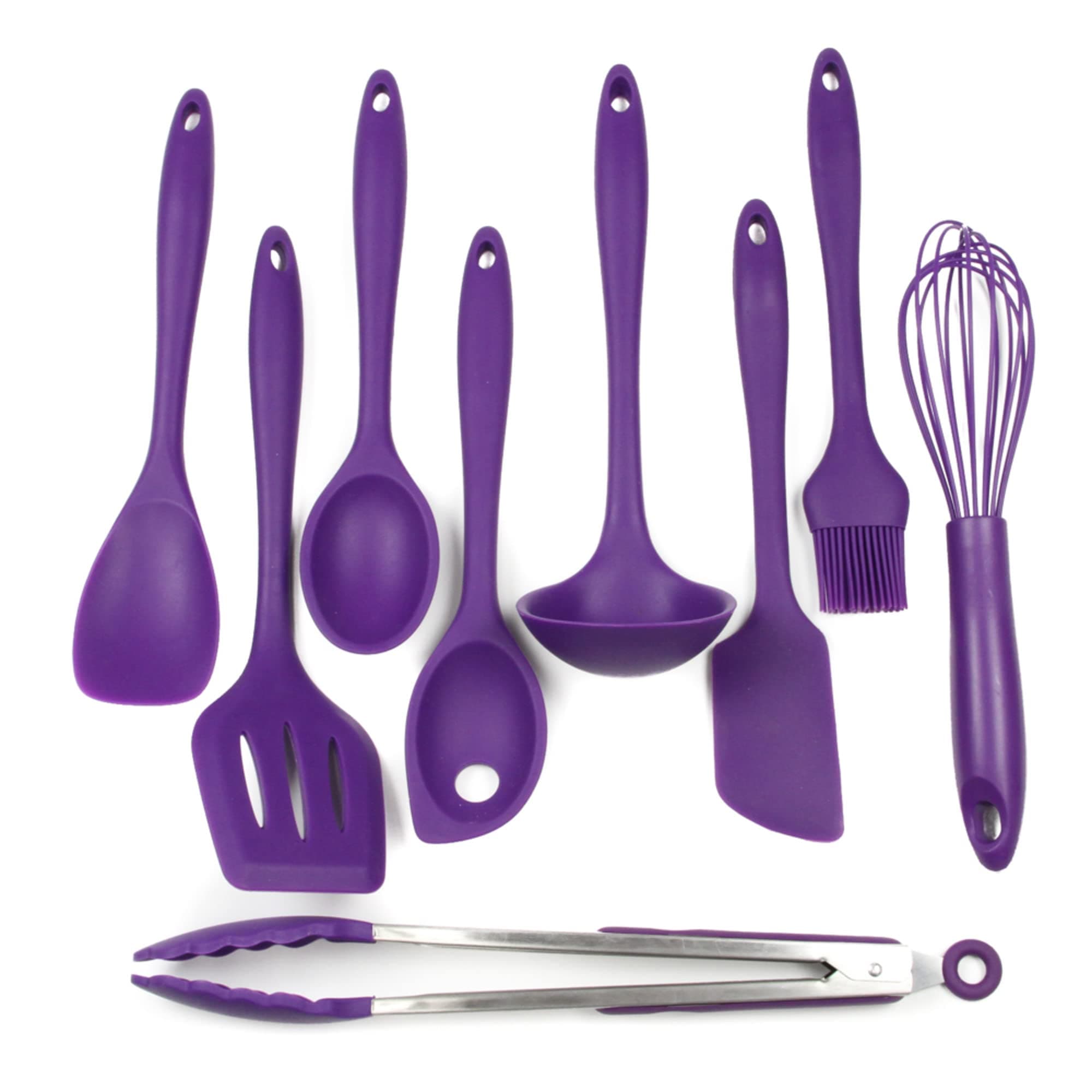 Chef Craft Premium Silicone Kitchen Tool and Utensil Set, 9 Piece, Purple