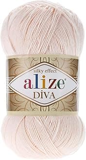 Alize Diva Silk Effect 100% Microfiber Acrylic Yarn 1 Ball skeins 100gr 383yds Color (382 - Powder)