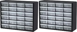 Akro-Mils 24-Drawer Plastic Drawer Storage Cabinet for Garage Organization, Bead Organizer, Building Bricks Storage, Teacher Toolbox, Makeup Organizer, 20-Inch W x 6-Inch D x 16-Inch H, 10124 Black