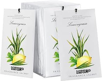 MYARO 12 Packs Lemongrass Scented Sachets for Drawer and Closet, Long-Lasting Sachets Bags Home Fragrance Sachet for Lover