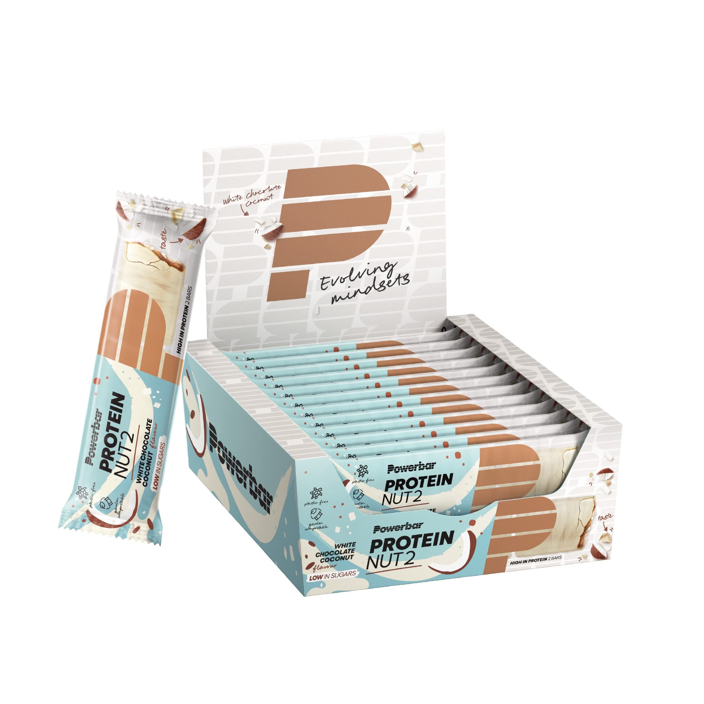 Power Barr Protein Nut2 White Chocolate Coconut 12x(2x22,5g) - High Protein Low Sugar Bar