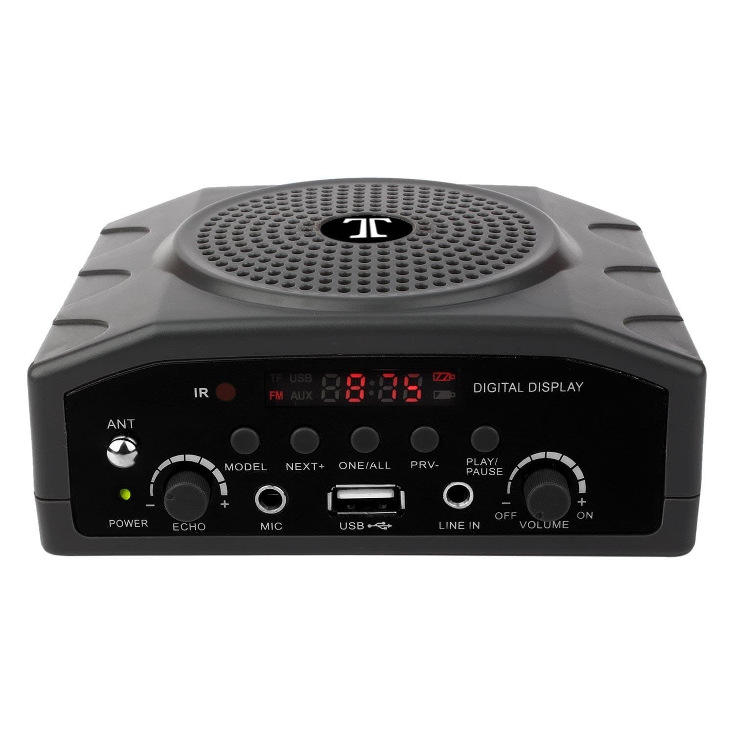 Rechargeable Multimedia Portable Digital Display Speaker with Karaoke Mic (Black)