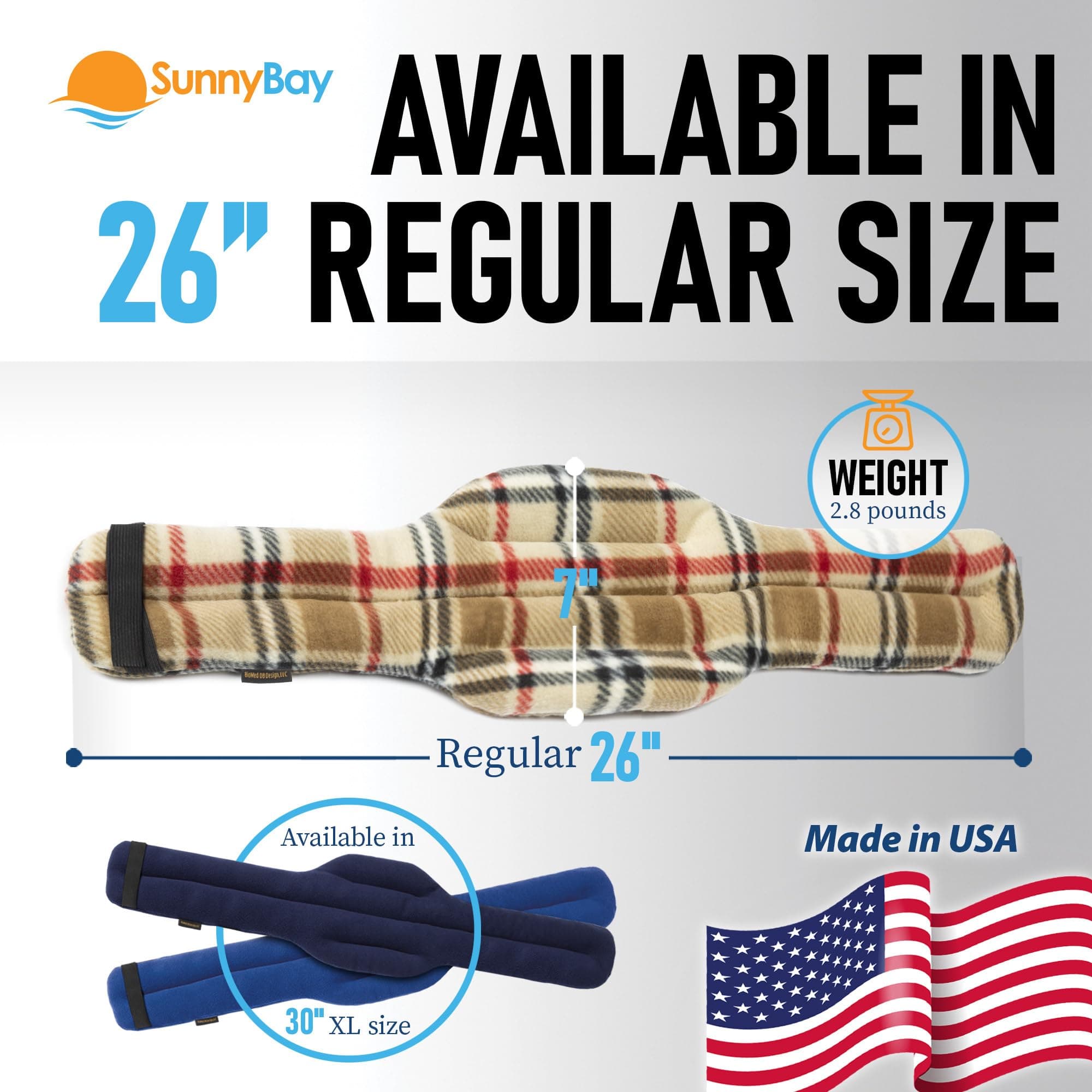 SunnyBay Microwave Heating Pad, Microwavable Heated Neck and Shoulder Wrap, Moist and Weighted Hands-Free Beanbag Pack with Wide Neck Coverage, 2.5 lbs, 26 Inches Long-Length, Made in USA, London