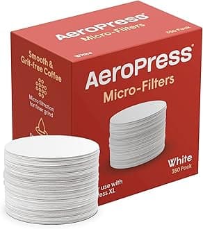 Coffee Maker White Paper Micro-Filters, Compostable Coffee Filters Made From White, Chlorine-Free Paper, Fits Standard Size AeroPress Manual Coffee Makers, 350 Count