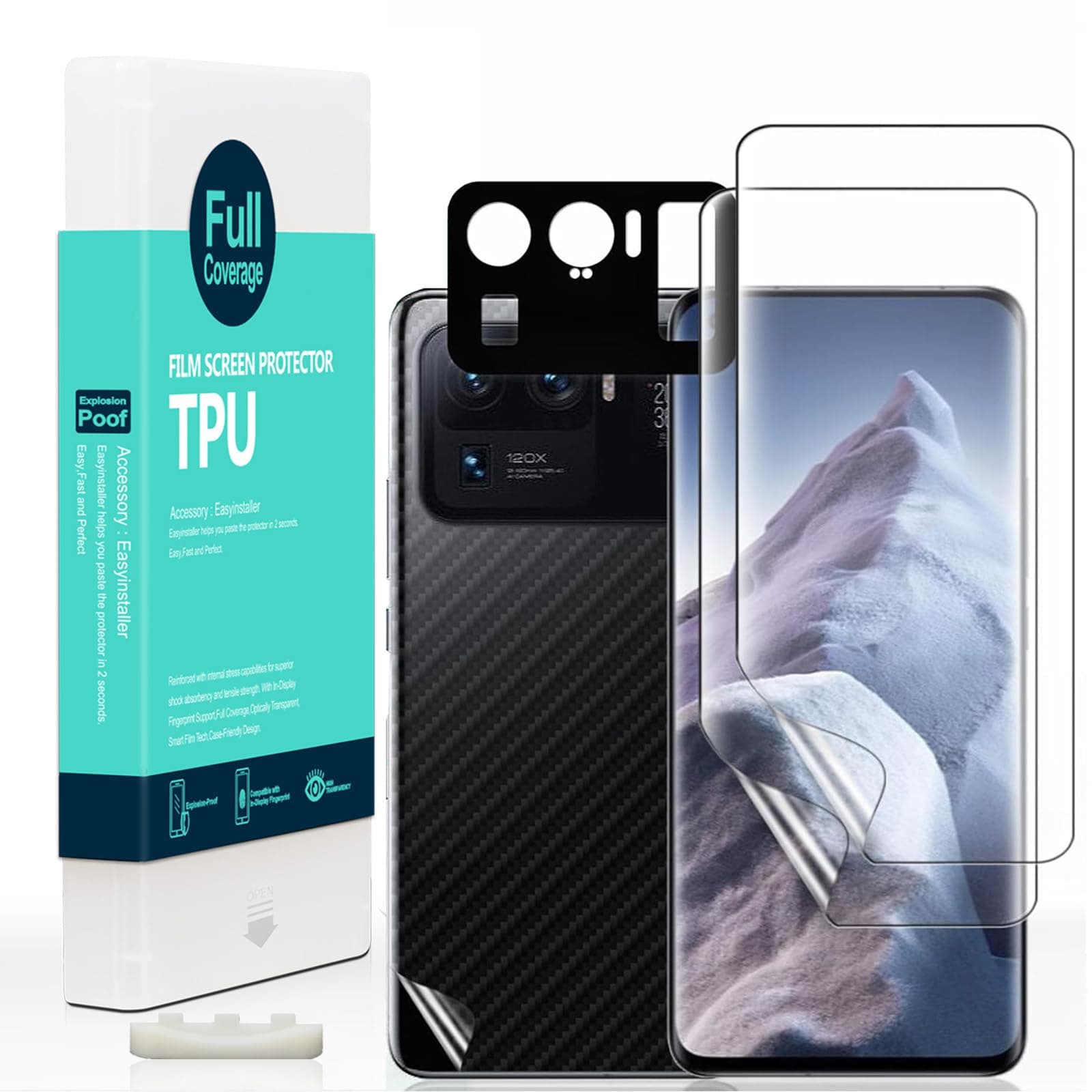 Ibywind 2 Pcs Screen Protector For Xiaomi 11 Ultra(5G/4G) 6.81",Flexible TPU Film,With 1Pc Camera Lens Protector,1Pc Back Film,Bubble Free[Easy to install]