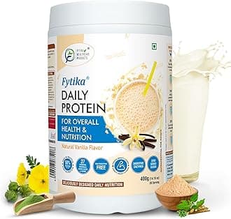 Fytika Daily Protein-400g (Pack of 1, Vanila) | Complete Nutrition Drink for Adults with 37 Essential Vitamins & Minerals | 50% Protein Per Serve | High Protein Drink for Men & Women
