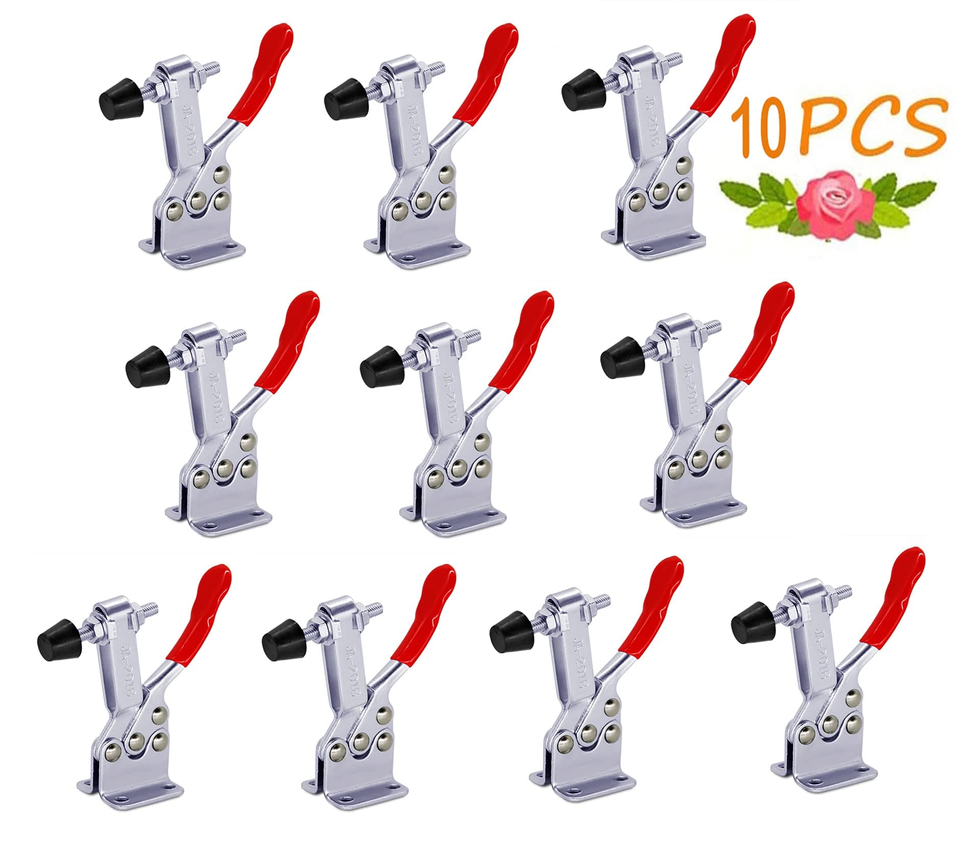 10 Pack Hold Down Toggle Clamps Woodworking,201B Clamps Hand Tool Toggle Clamp 220Lbs Holding Capacity,Antislip Quick Release Horizontal,Heavy Duty Toggle Clamp for Cam Over Clamp-SKYCY
