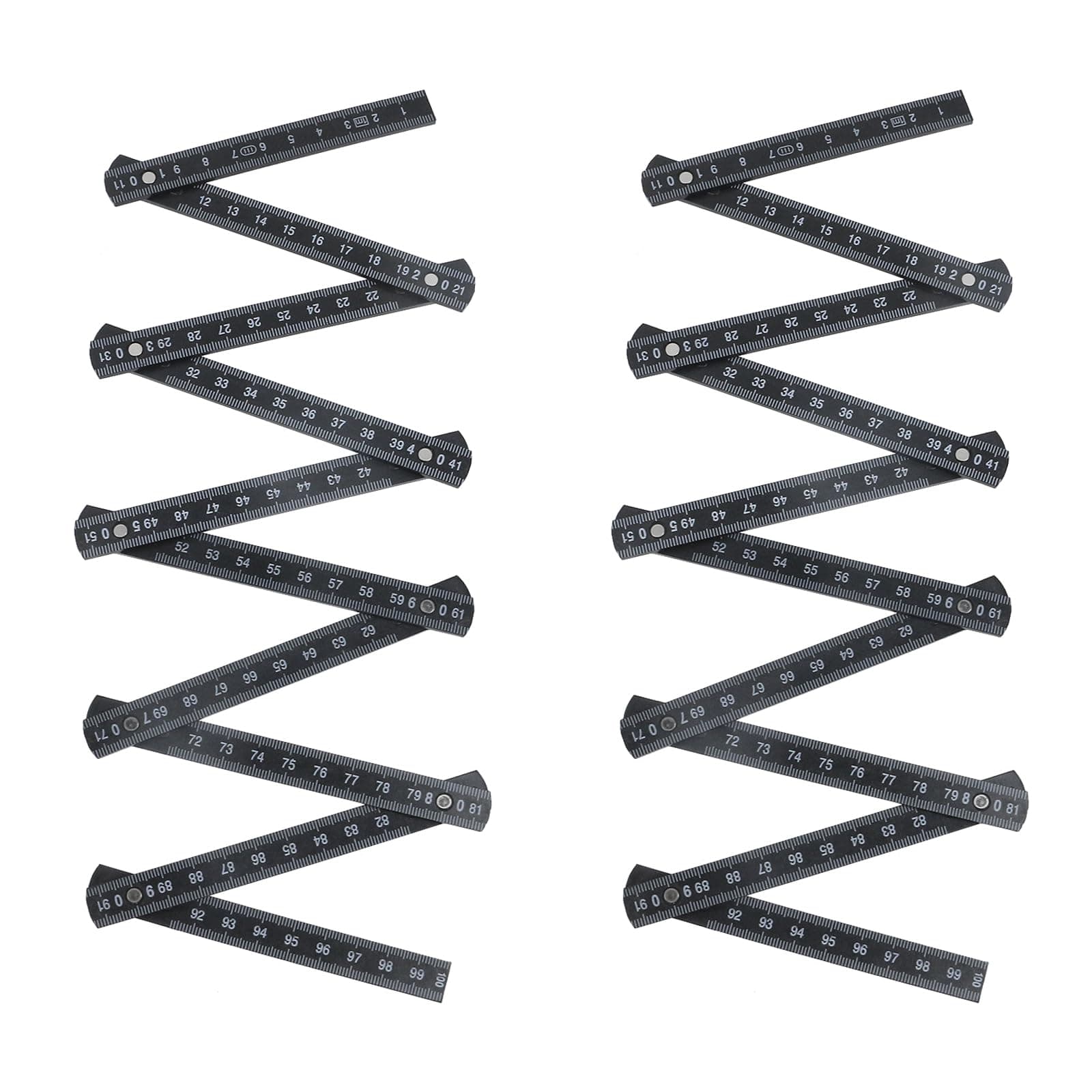 Craftsman Folding Measuring Ruler 1m/39.37" Length Black Foldable Ruler Woodworking ABS Metric Ruler Pack of 2