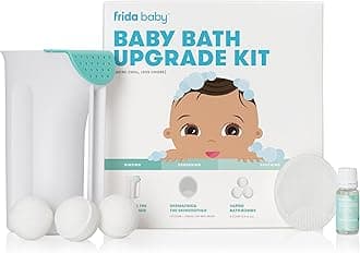 Baby Bath Upgrade Kit | Infant and Toddler Bath Essentials, Rinser Cup, Baby Bath Silicone Brush, Bath Bombs, Essential Oil Vapor Drops, white