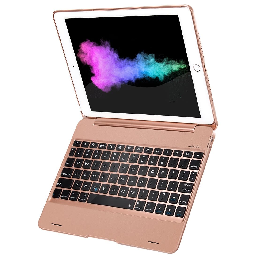 Sounwill New iPad 9.7 iPad Pro 9.7 Keyboard Case 2018/2017, Ultra Thin Folio Smart Case Protective Cover with Keyboard for iPad Air, iPad Air 2, iPad Pro 9.7, New iPad 2018 and iPad 2017 (Rose Gold)
