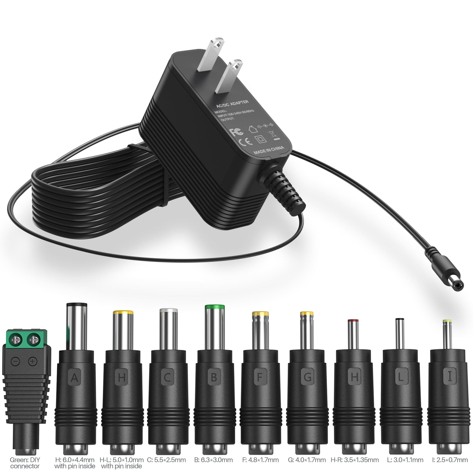 9V Power Supply AC Adapter DC 9V Power Cord Universal Power Adapter with 10 Interchangeable Jacks Compatible with 1000mA 900mA 800mA 700mA 600mA 500mA 400mA 300mA 200mA 100mA Electronics