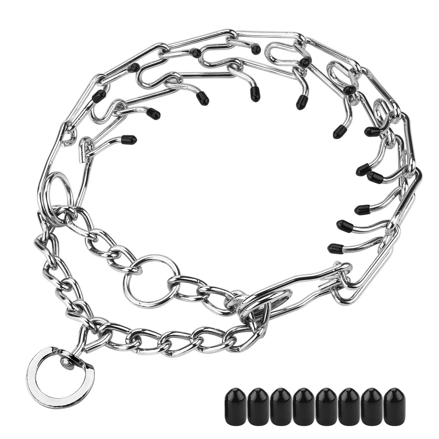 Prong Collars for Dogs, No Pull Dog Collar, Dog Training Collar for Large Medium Small Dogs, Stainless Steel Adjustable with Comfort Rubber Tips (Large, 4.0mm, 23.6-Inch)