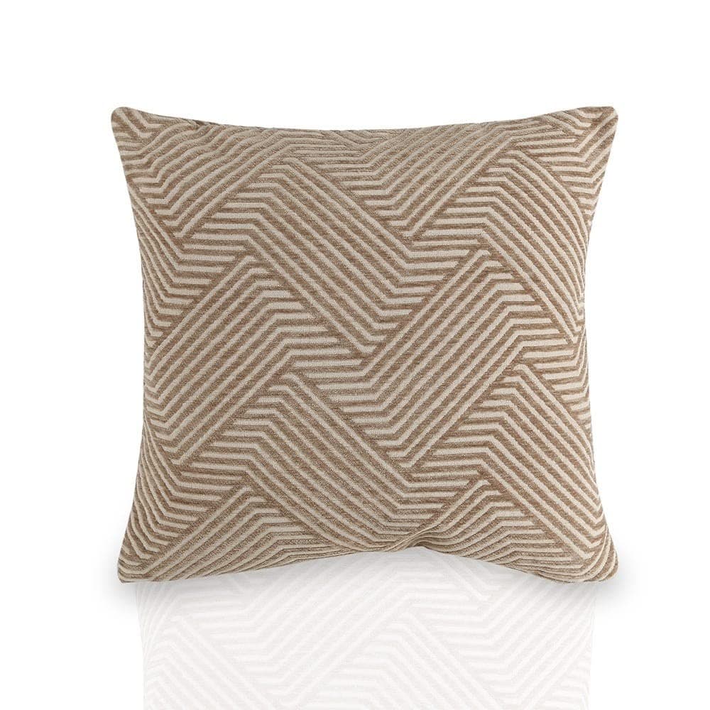 Homes R Us Chenille Geo Cushion Cover (Beige, Polyester, 45 X 45 Cms, 1-Piece) Length: 45Cm Width: 45Cm Beige