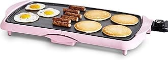 20” Extra Large Electric Griddle, Non-Toxic PFAS-Free Ceramic Nonstick, Temperature Control, Quick Even Heating, Removable Drip Tray, Pancakes, Eggs, Sausage, Easy Clean, Pink