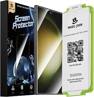 MAGIC JOHN 2 Pack Screen Protector for Samsung Galaxy S23 Ultra - Ceramic Film, Fingerprint ID Compatible, 3D Curved, Bubble Free.Easy Installation, Shock-Resistant