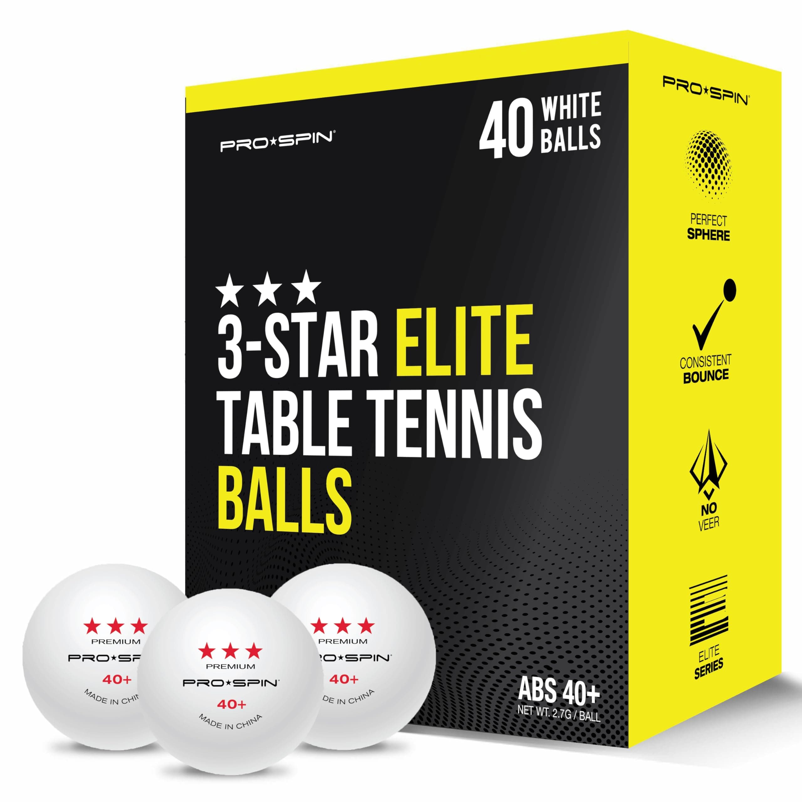 PRO-SPIN Ping Pong Balls – 3-Star ITTF-Approved Premium Table Tennis Balls | High-Performance 40+ ABS Professional Quality for Indoor & Outdoor Games