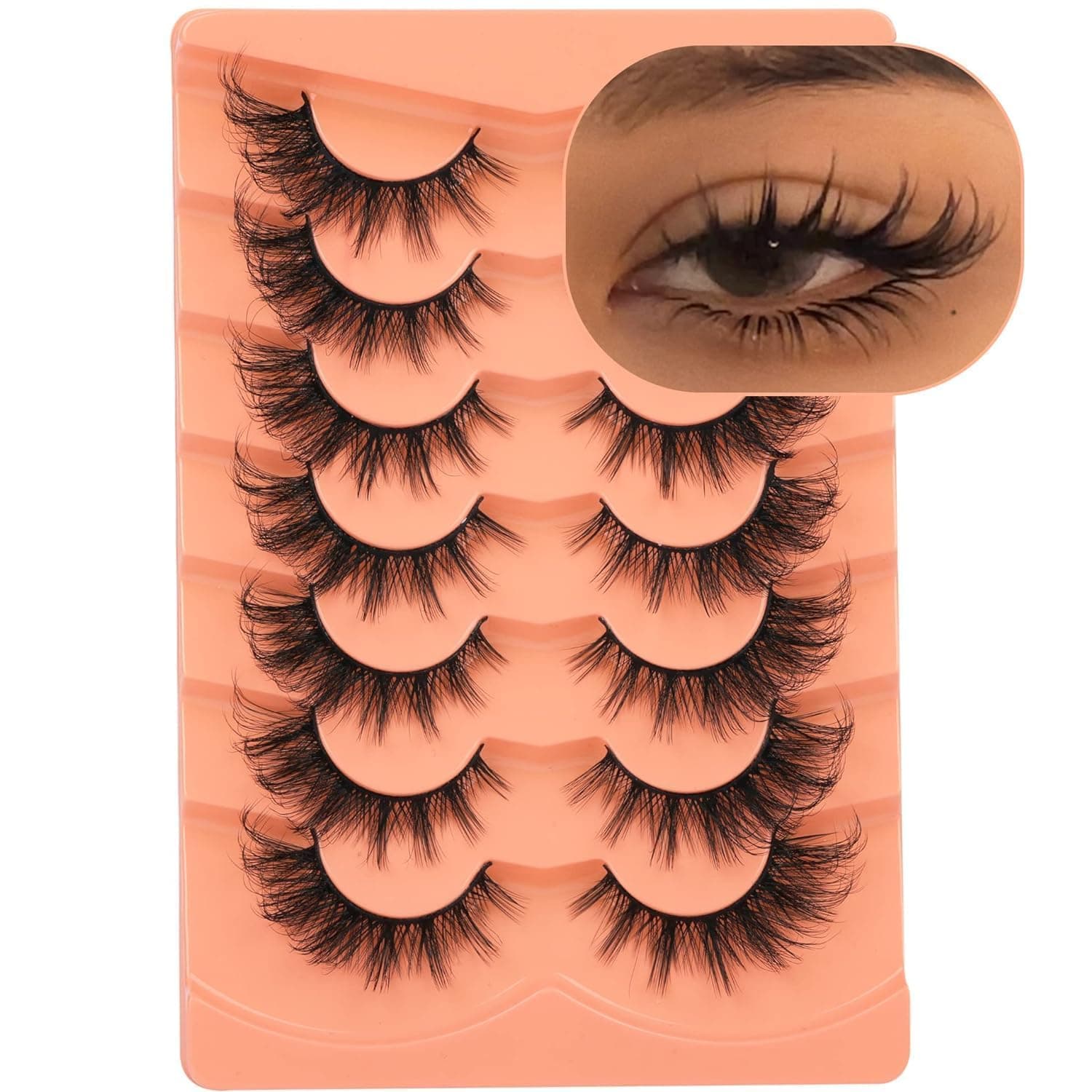 X Spring Fake Eyelashes, 7 Pairs Lashes Natural Look False Eyelashes Wispy, Lash Extension, Cat Eye Lashes, Fox Suitable For Stage Makeup, Daily Festival Wear Etc