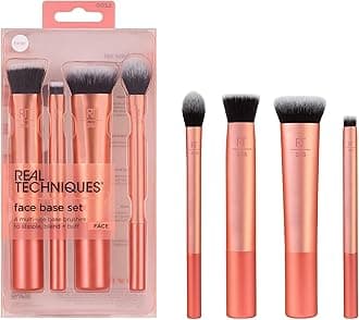Face Base Makeup Brush Kit, For Concealer, Foundation, & Contour, Works With Liquid, Cream & Powder Products, Staples For Blending & Buffing, 4 Piece Set