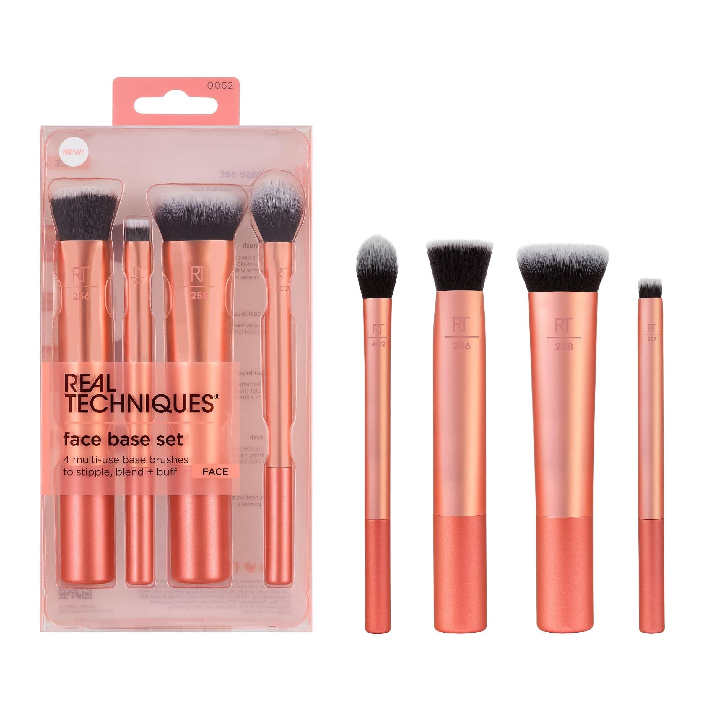 Face Base Makeup Brush Kit, For Concealer, Foundation, & Contour, Works With Liquid, Cream & Powder Products, Staples For Blending & Buffing, 4 Piece Set