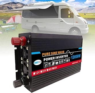 3000W-12000W Pure Sine Wave Power Inverter, DC (12/24/48/60V) to AC (110/V220V), Dual Digital Display + 1 Universal Socket, Solar System - Solar Panel, for Home/Outdoor/RV/Camping,12000W-12V