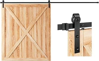 12 FT Sliding Barn Door Hardware Track Kit,Basic J Pulley,Slide Smoothly Quietly,Easy Install (12FT Track Kit for 72" Wide Single Door)