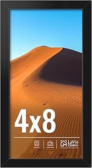 LaVie Home 4x8 Picture Frame for Wall Display, 4x8 Black Picture Frame with HD Plexiglas, 4 x 8 Frame 1 Pack, Display Frame for Vertical or Horizontal, Classic Collection