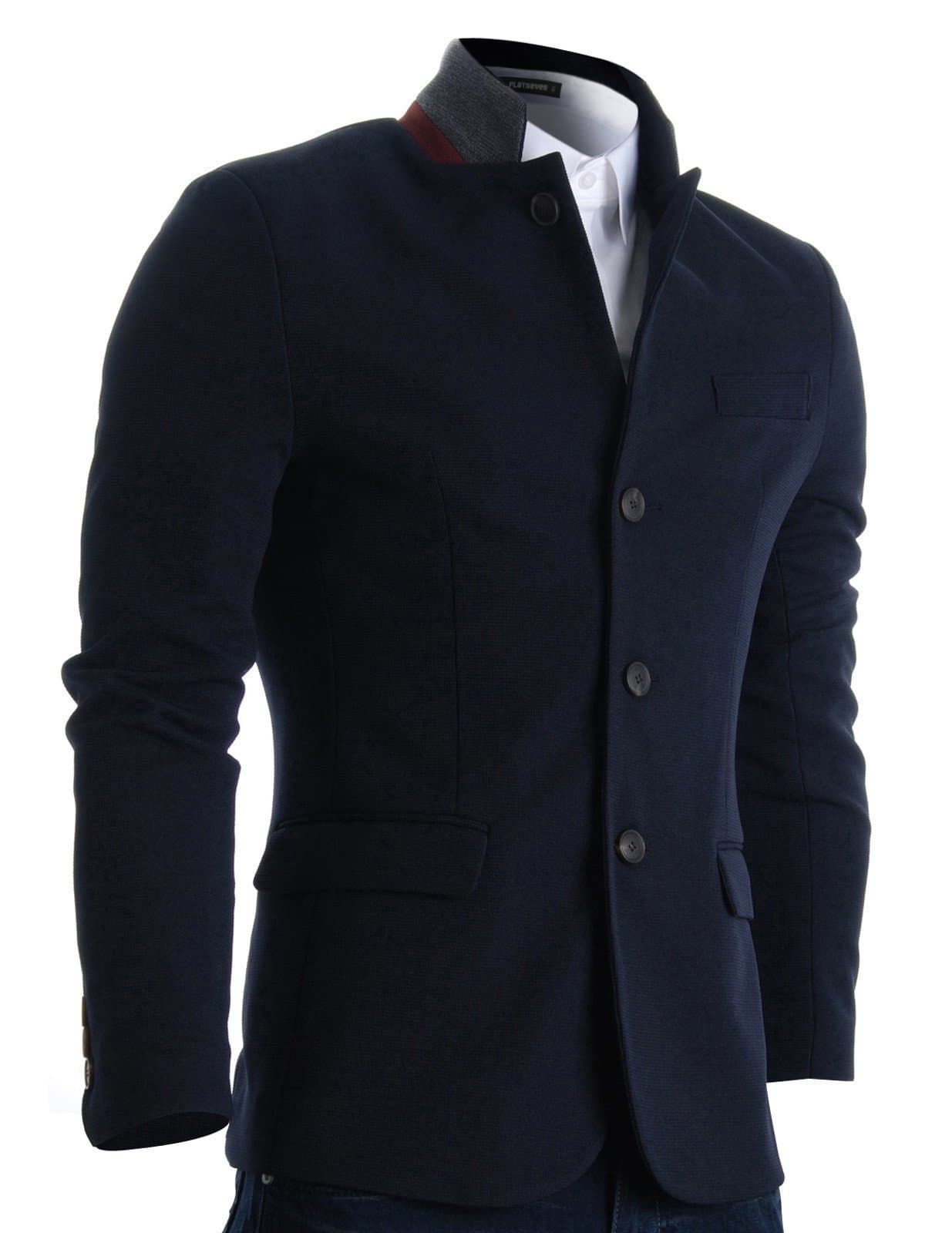 FLATSEVEN Mens Slim Casual Waffle Fabric Blazer Jacket