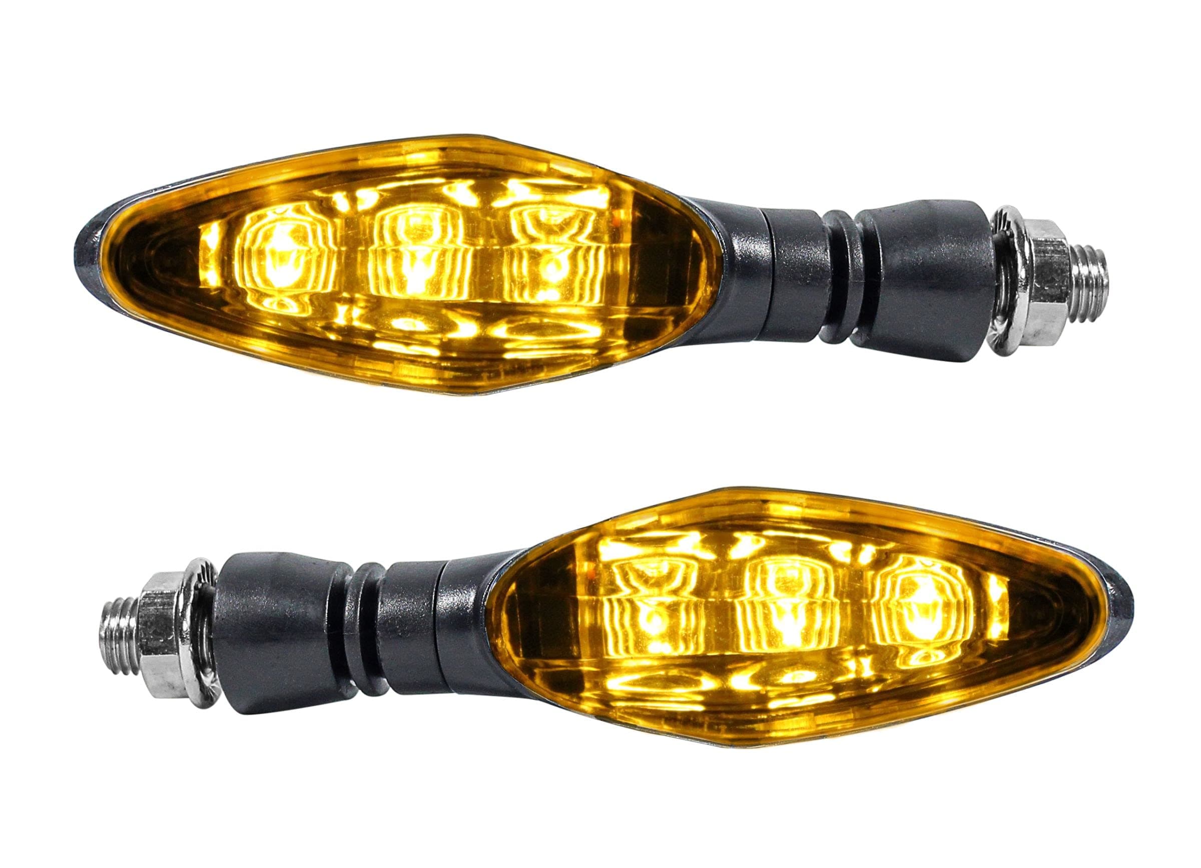 Miwings Universal Motorcycle Bright LED Amber Turn Signal Light Indicator Brake Lamps for All Bike Bike (Pack of 2, Color Amber)