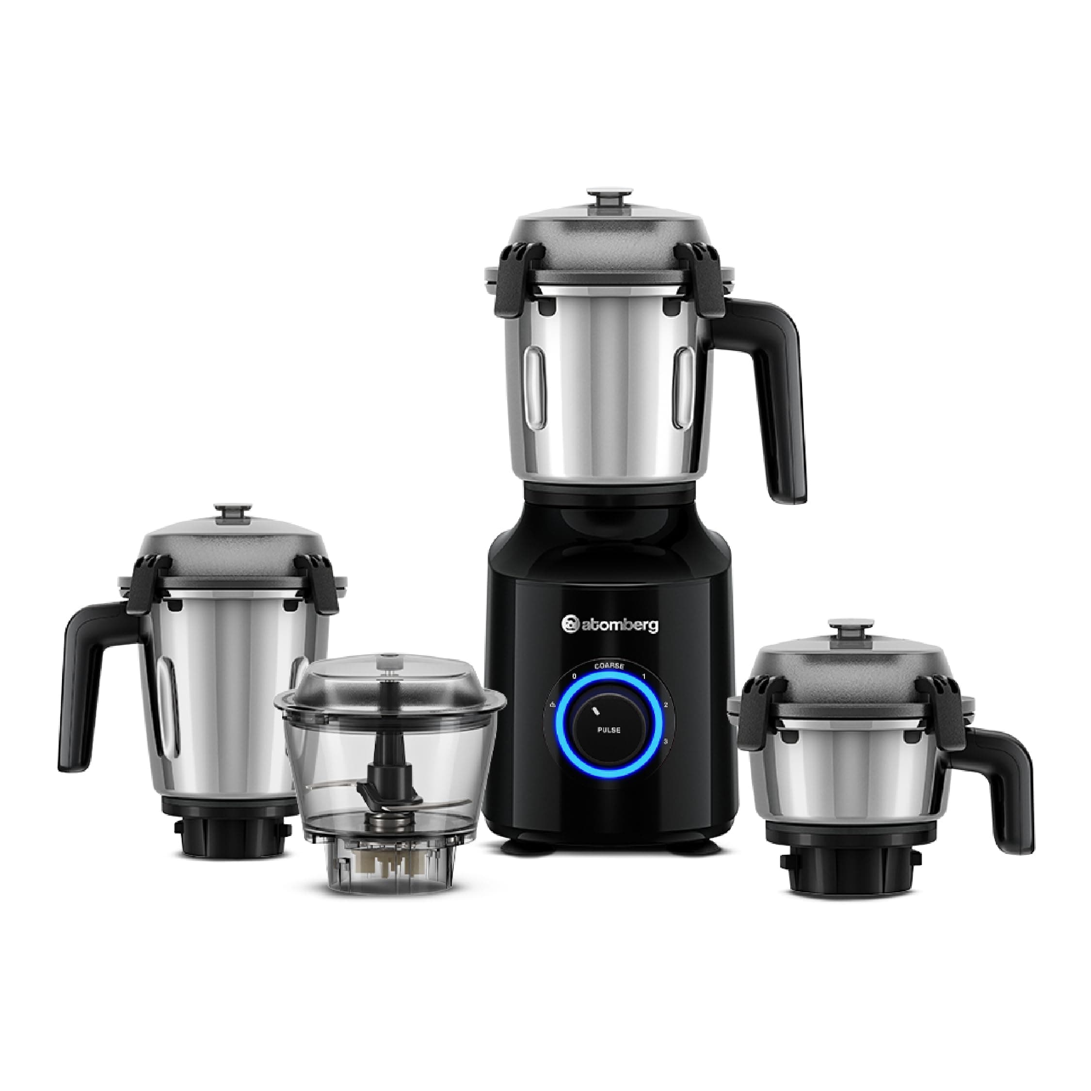 Atomberg Zenova Mixer Grinder with Unique Coarse Mode | Advanced Safety Features | 4 Jars including Unique Chopper Jar with Hands Free Operation (Black)