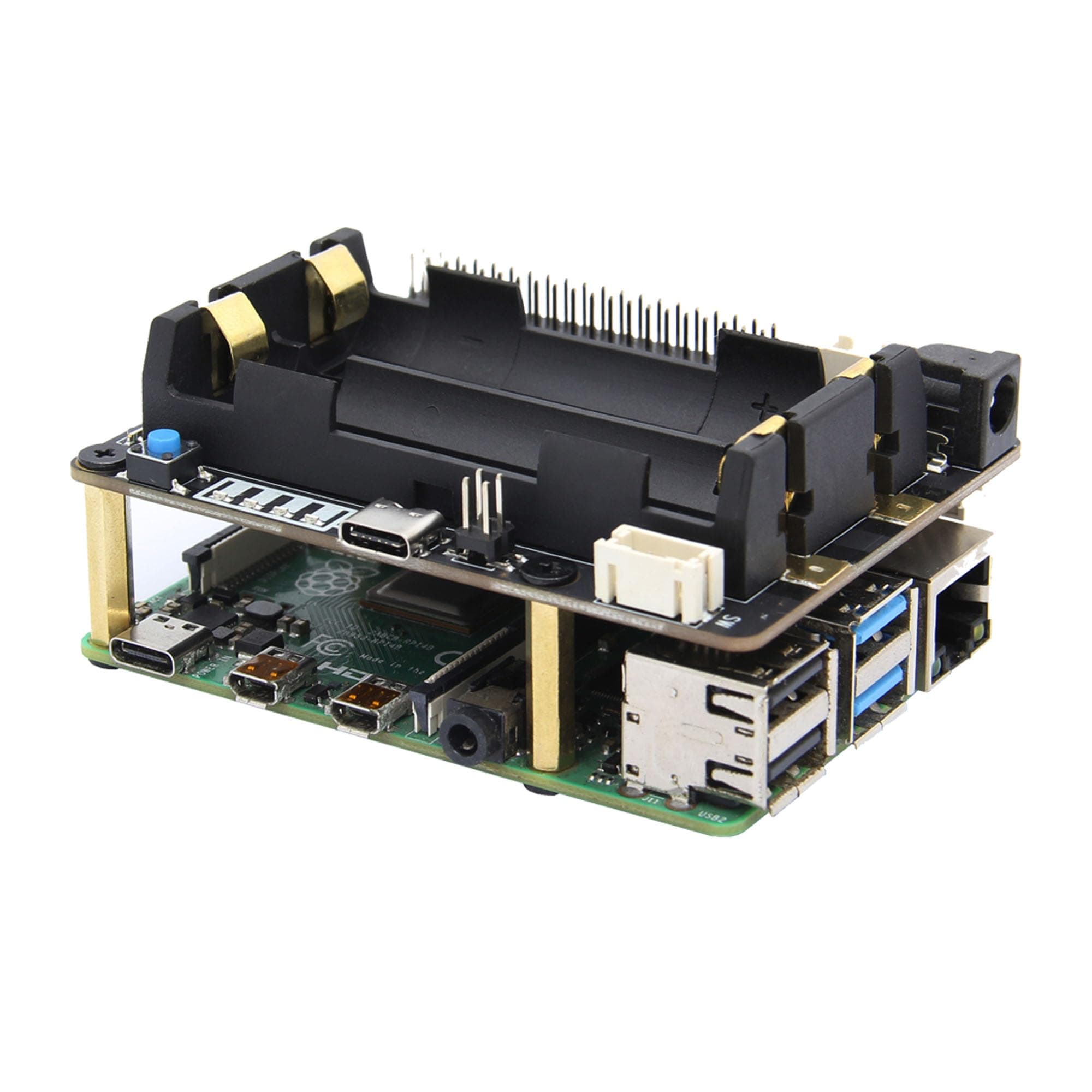 Geekworm for Raspberry Pi UPS, X728 (Max 5.1V 6A) UPS & Power Management Board with AC Power Loss Detection|Auto Power On|Safe Shutdown|Battery Capacity Reading|Low Battery Auto Shutdown|Buzzer